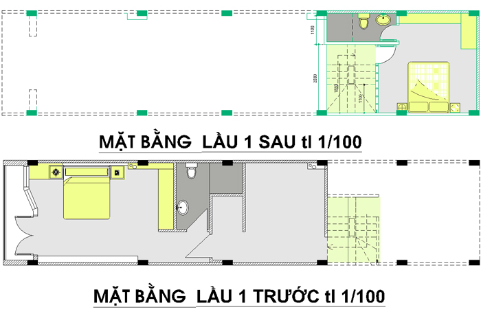 Cải tạo nhà phố một trệt 2 lầu 